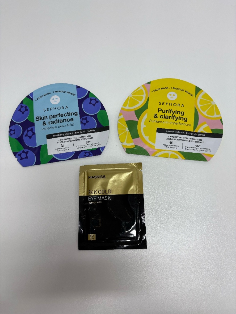 3 Masks - 1 Maskiss Eye‎ Mask - 2 Sephora Face Mask - NEW.
